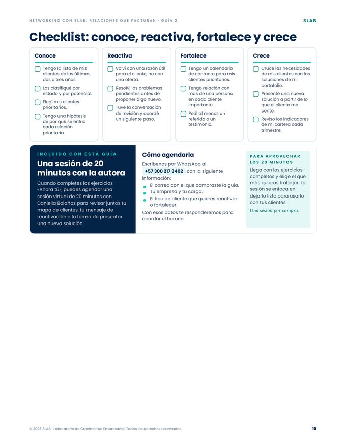 Página de la guía: Herramientas: checklist y sesión con la autora