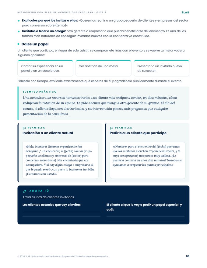 Página de la guía: Parte 2, módulo 3: Invita a tus clientes actuales